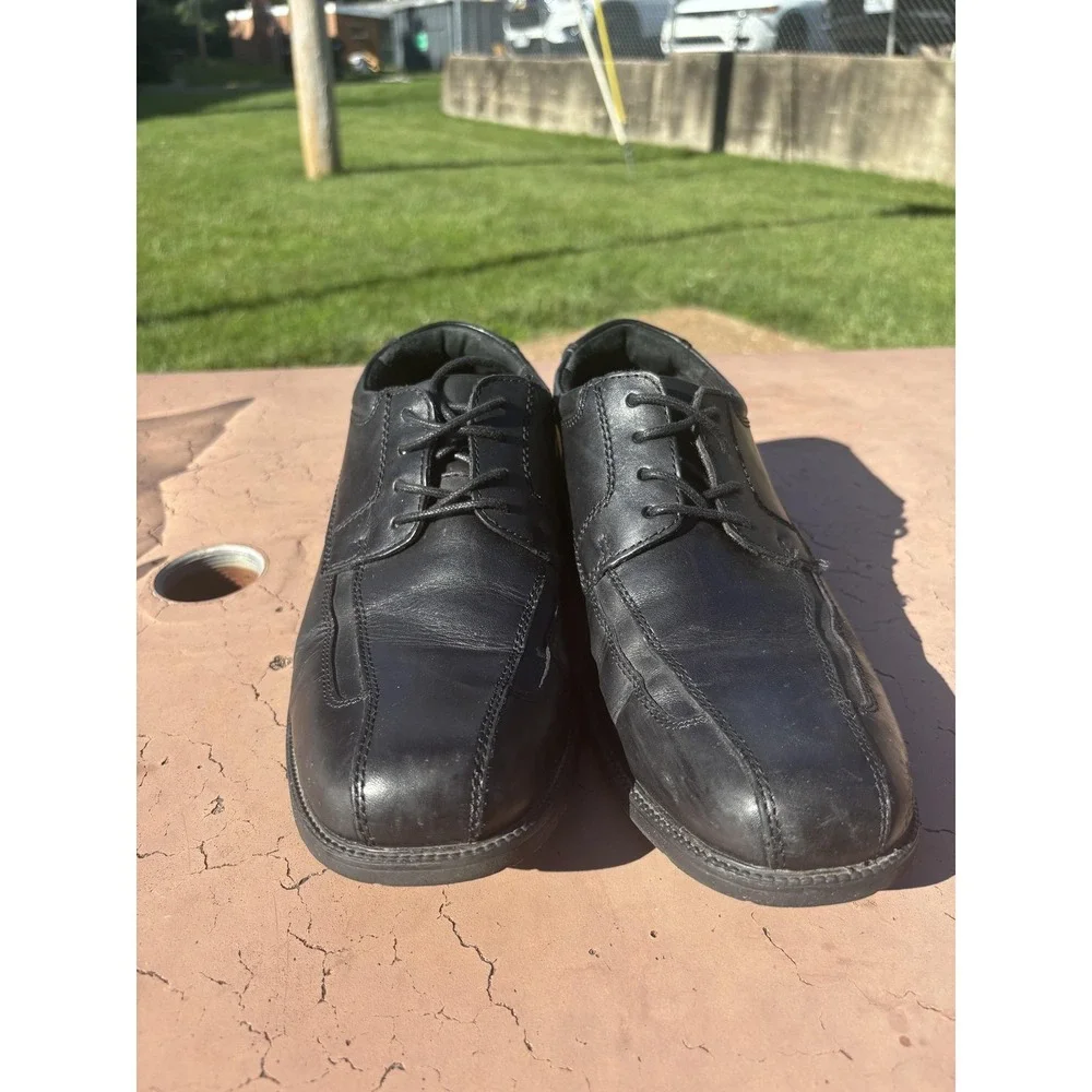 Clarks Shoes Mens Size‎ 9 Black Leather Derby Dress Lace Up Rubber Sole Casual